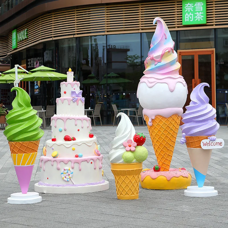 Outdoor cartoon ice cream sculpture dessert shop entrance outdoor shopping mall cone decoration ice cream model large ornament
Outdoor cartoon ice cream sculpture dessert shop entrance outdoor shopping mall cone decoration ice cream model large ornament