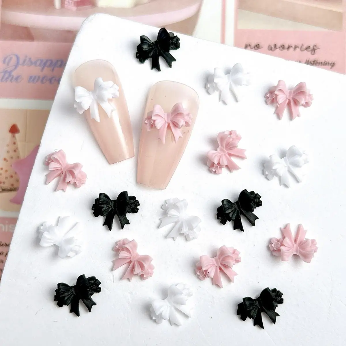 Random Mixed Sweet Solid Color Bow Nail Charms 3D Resin Ribbon Bow Nail Art Decoration Accessories Supplies For DIY Crafts
Random Mixed Sweet Solid Color Bow Nail Charms 3D Resin Ribbon Bow Nail Art Decoration Accessories Supplies For DIY Crafts