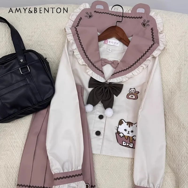 2025 New Japanese Original Summer Sailor Collar Bow Loose Pink Color Matching Cute Cartoon Print Jk Uniform Suit For Women
2025 New Japanese Original Summer Sailor Collar Bow Loose Pink Color Matching Cute Cartoon Print Jk Uniform Suit For Women