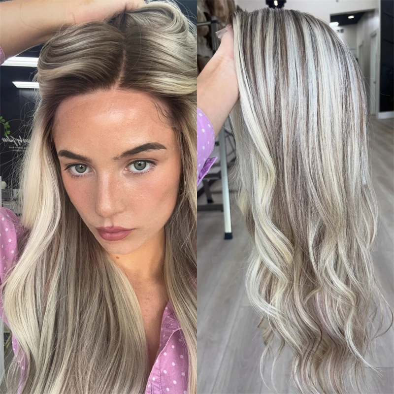 Balayage Ombre Пепельно-русый с коричневыми полосками Высококачественный синтетический парик спереди Бесклеевые длинные волнистые парики для женщин Ежедневная вечеринка
Balayage Ombre Пепельно-русый с коричневыми полосками Высококачественный синтетический парик спереди Бесклеевые длинные волнистые парики для женщин Ежедневная вечеринка