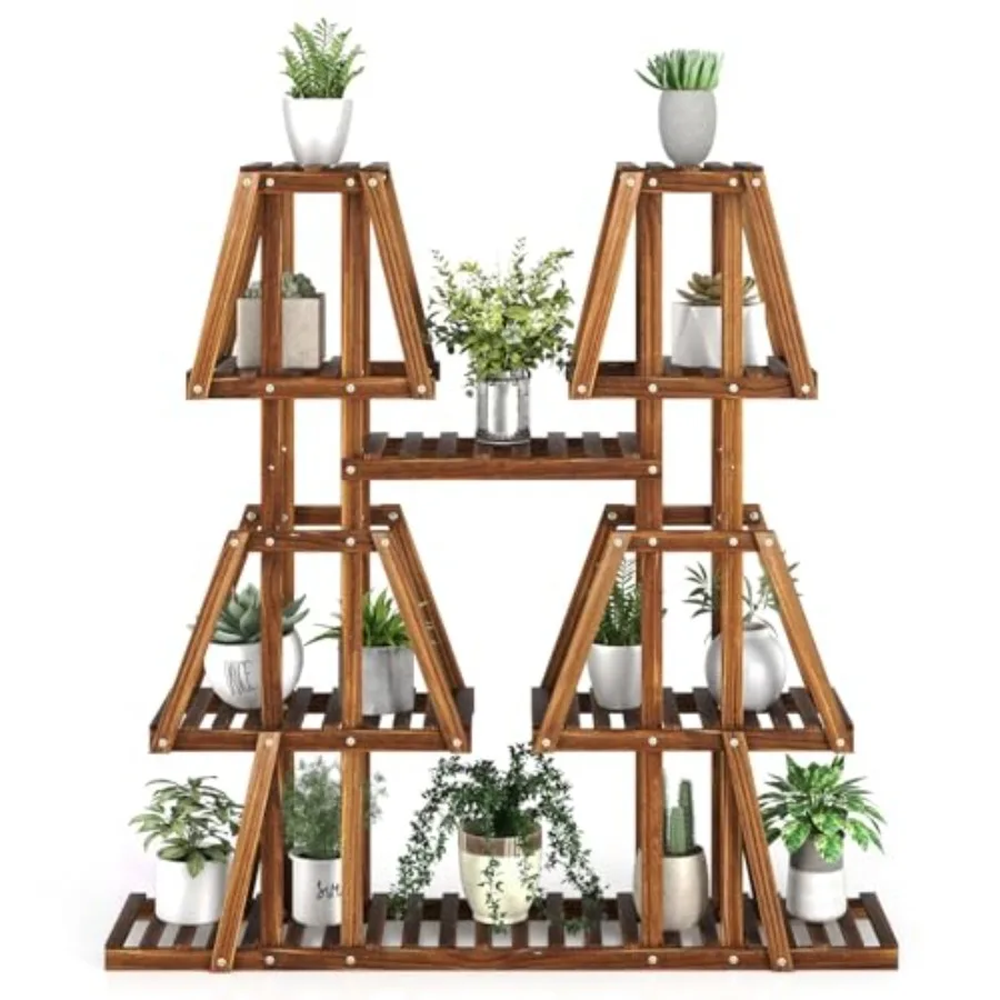 Plant Stand Indoor, 5-Tier Wooden Trapezoid Plant Holder Rack for Multiple Plants, Carbonized Pine Wood, Indoor Outdoor Flowerp
Plant Stand Indoor, 5-Tier Wooden Trapezoid Plant Holder Rack for Multiple Plants, Carbonized Pine Wood, Indoor Outdoor Flowerp