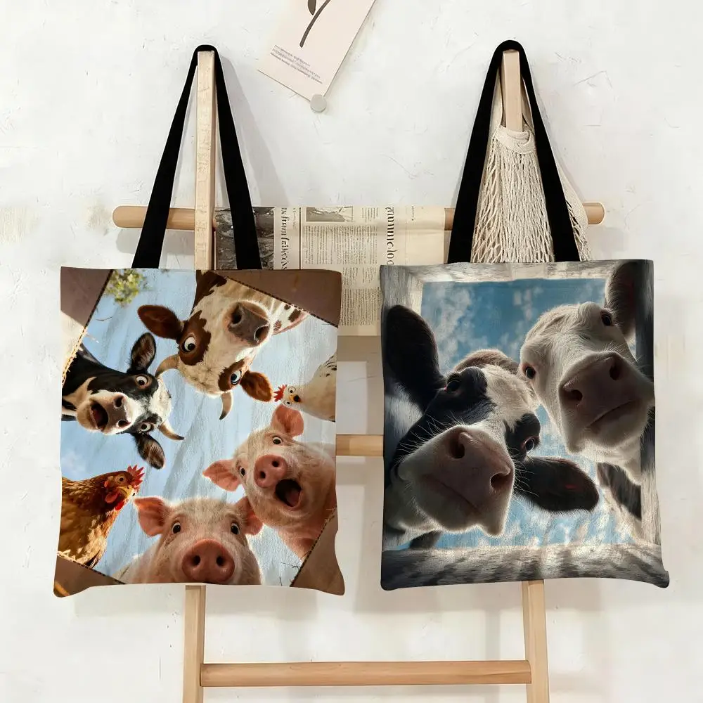Funny Farm Animals Storage Bags Canvas Tote Bag Large Capacity Double-Sided Print Reusable Shopping Bag Shoulder Bag
Funny Farm Animals Storage Bags Canvas Tote Bag Large Capacity Double-Sided Print Reusable Shopping Bag Shoulder Bag