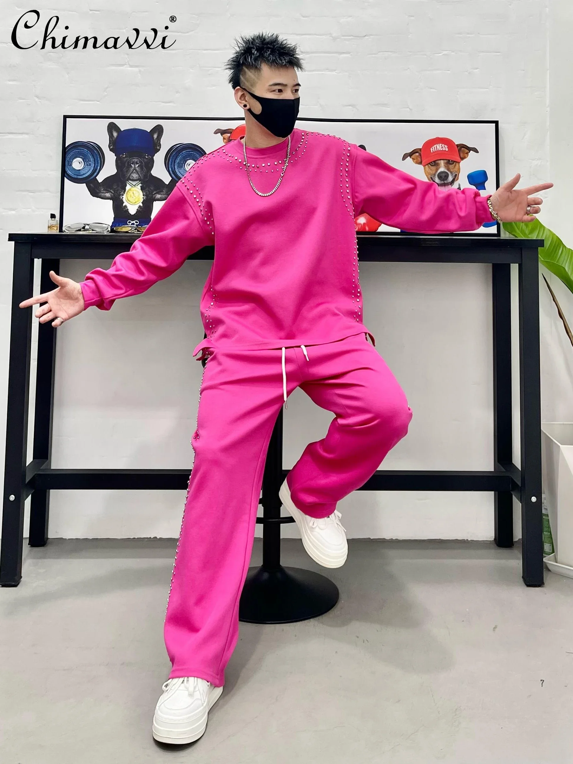 Fashion Sweatshirts Suit Men's Spring Autumn Leisure Rivet Inlaid Pullover Long Sleeve Top Trousers Handsome Men's Two-Piece
Fashion Sweatshirts Suit Men's Spring Autumn Leisure Rivet Inlaid Pullover Long Sleeve Top Trousers Handsome Men's Two-Piece