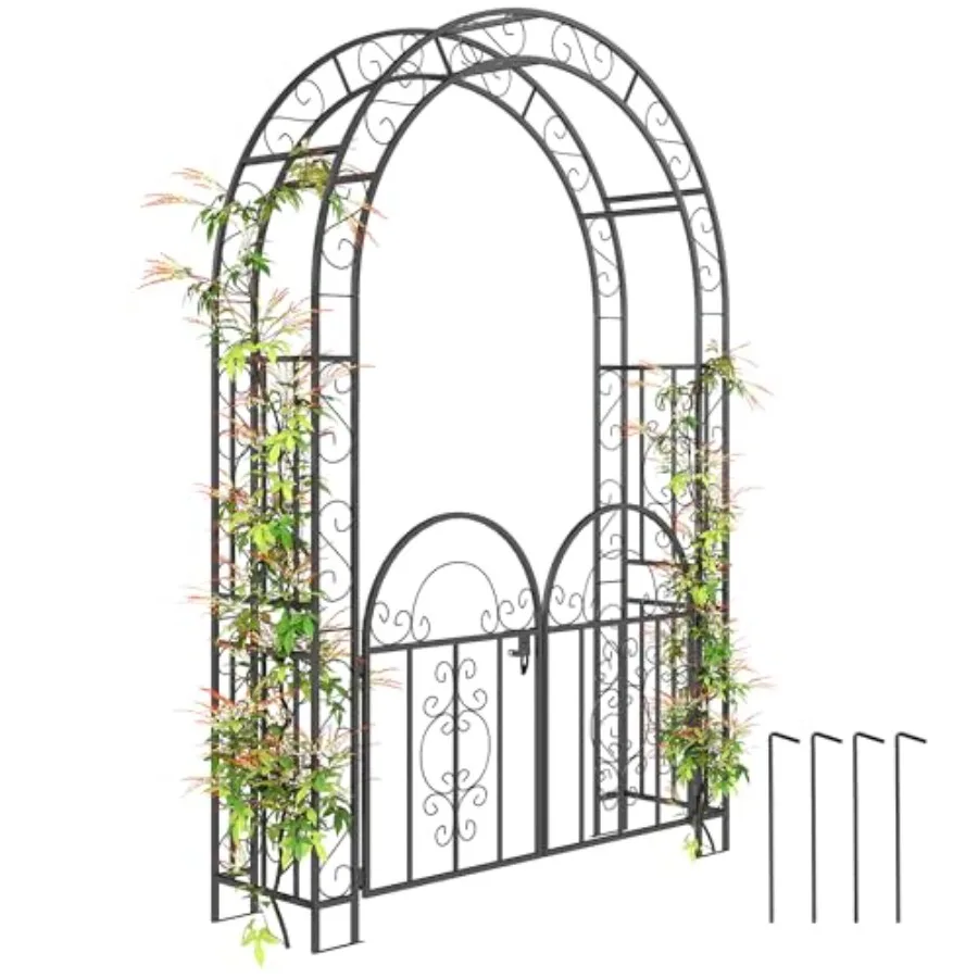 7.4ft Steel Garden Arch with Gate for Outdoor, Garden, Lawn, Backyard Black, Heavy-Duty Metal, Rust-Resistant, Ideal for Climbi
7.4ft Steel Garden Arch with Gate for Outdoor, Garden, Lawn, Backyard Black, Heavy-Duty Metal, Rust-Resistant, Ideal for Climbi