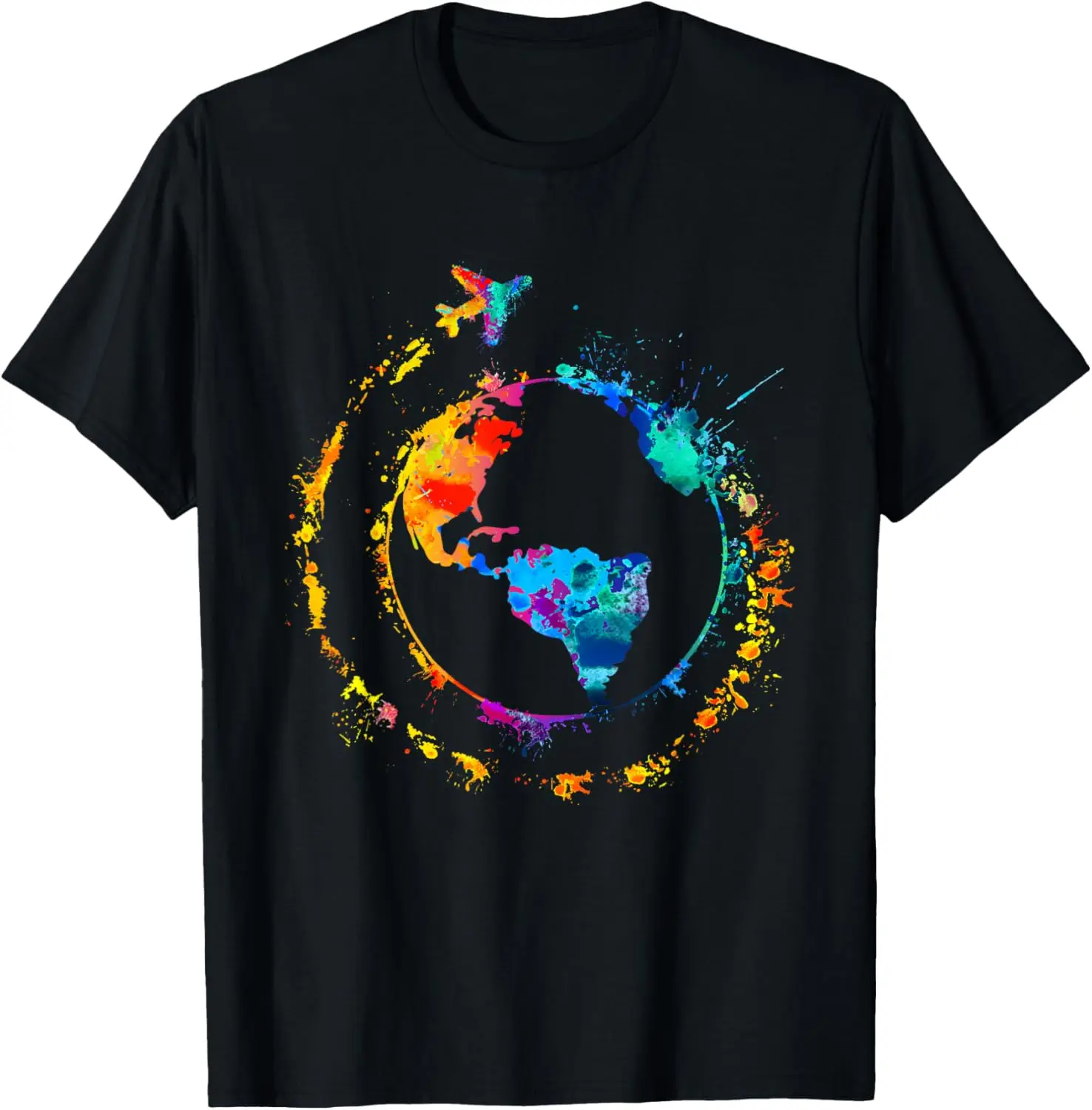 Watercolor Earth Travel Airplane Graphic T-Shirt Men Round Neck Cotton Trip Tee
Watercolor Earth Travel Airplane Graphic T-Shirt Men Round Neck Cotton Trip Tee
