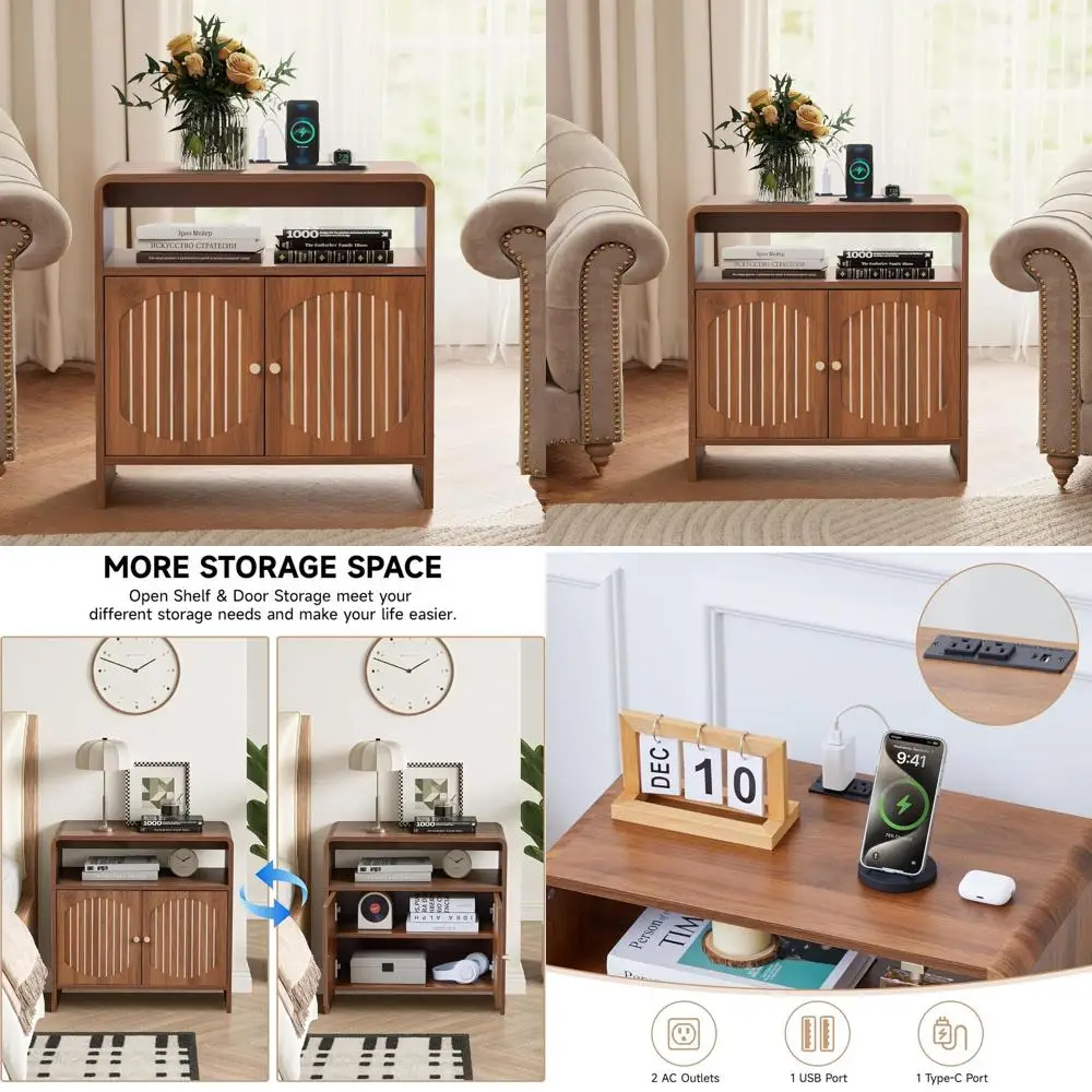 24 Walnut Side Table with Charging Ports, Storage & Curved Design for Living Room or Bedroom
24 Walnut Side Table with Charging Ports, Storage & Curved Design for Living Room or Bedroom