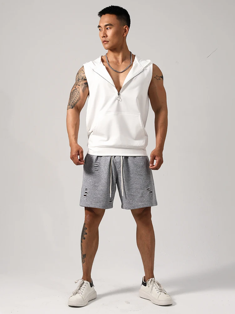 Loose Fit American Style Hooded Vest Men's Sportswear Training Top Half Zipper Sleeveless Hooded Shirt for Fitness And Basket...
Loose Fit American Style Hooded Vest Men's Sportswear Training Top Half Zipper Sleeveless Hooded Shirt for Fitness And Basket...