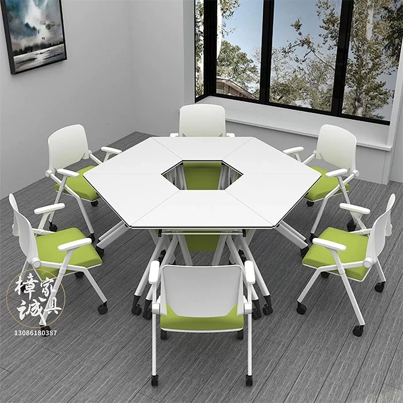 H1 hexagonal meeting foldable student desk group activity multi-functional training table and chair splicing combination
H1 hexagonal meeting foldable student desk group activity multi-functional training table and chair splicing combination