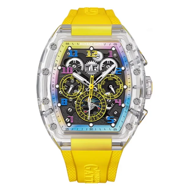 BONEST GATTI Мужские автоматические часы Tonneau Механические наручные часы Акриловый корпус Светящийся мультициферблат Месяц Неделя Дата 24 часа
BONEST GATTI Мужские автоматические часы Tonneau Механические наручные часы Акриловый корпус Светящийся мультициферблат Месяц Неделя Дата 24 часа