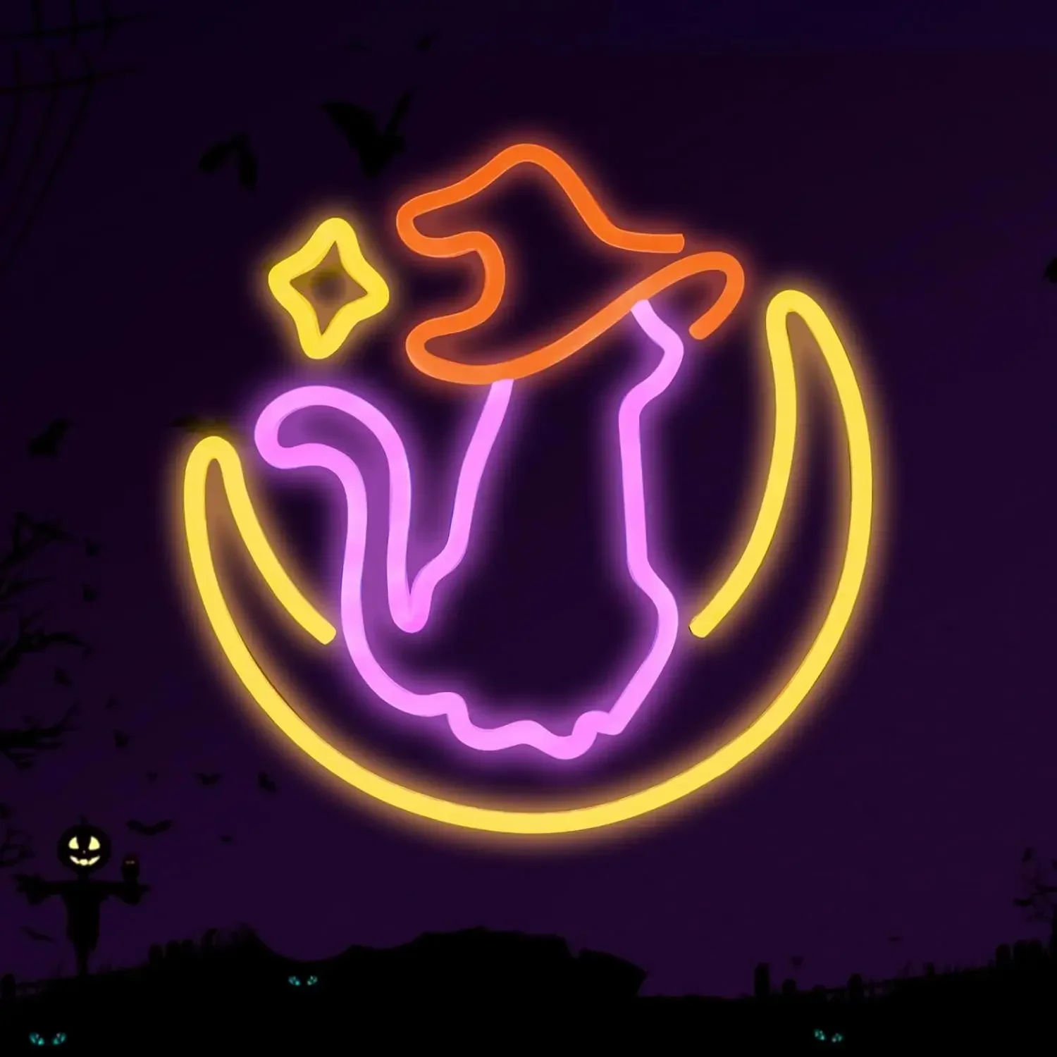 Witch Cat Neon Light Sign USB Dimmable LED Kitten Moon Neon Sign for Bedroom Gameroom Birthday Party Wall Decor Halloween Gifts
Witch Cat Neon Light Sign USB Dimmable LED Kitten Moon Neon Sign for Bedroom Gameroom Birthday Party Wall Decor Halloween Gifts