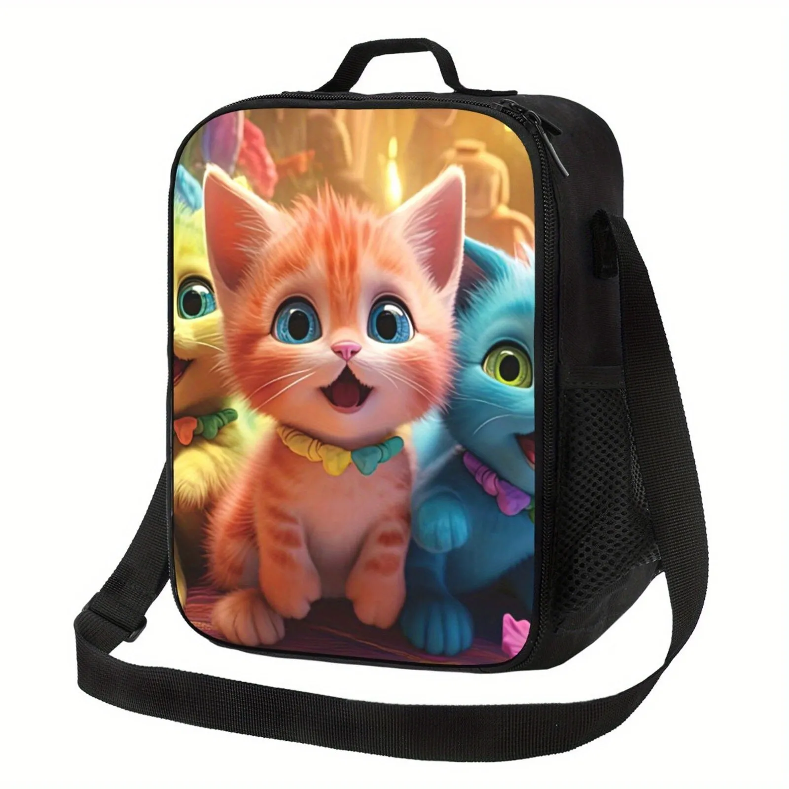 Cute Kitten Print Insulated Lunch Bag with Shoulder Strap Reusable Bento Tote for Work Travel Picnic
Cute Kitten Print Insulated Lunch Bag with Shoulder Strap Reusable Bento Tote for Work Travel Picnic