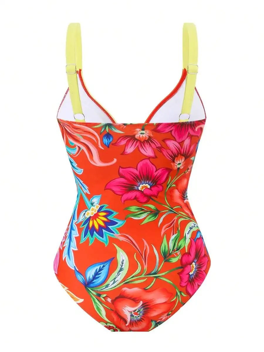 Women Floral Print One Piece Swimsuit With Adjustable Straps Backless Beach Swimwear
Women Floral Print One Piece Swimsuit With Adjustable Straps Backless Beach Swimwear