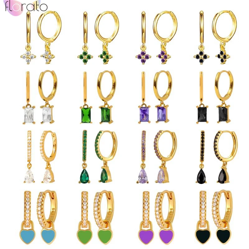 925 Sterling Silver Needle Luxury Colorful Zircon Gold Earrings for Women Cute Heart/Water Drop Pendant Earrings Wedding Jewelry
925 Sterling Silver Needle Luxury Colorful Zircon Gold Earrings for Women Cute Heart/Water Drop Pendant Earrings Wedding Jewelry
