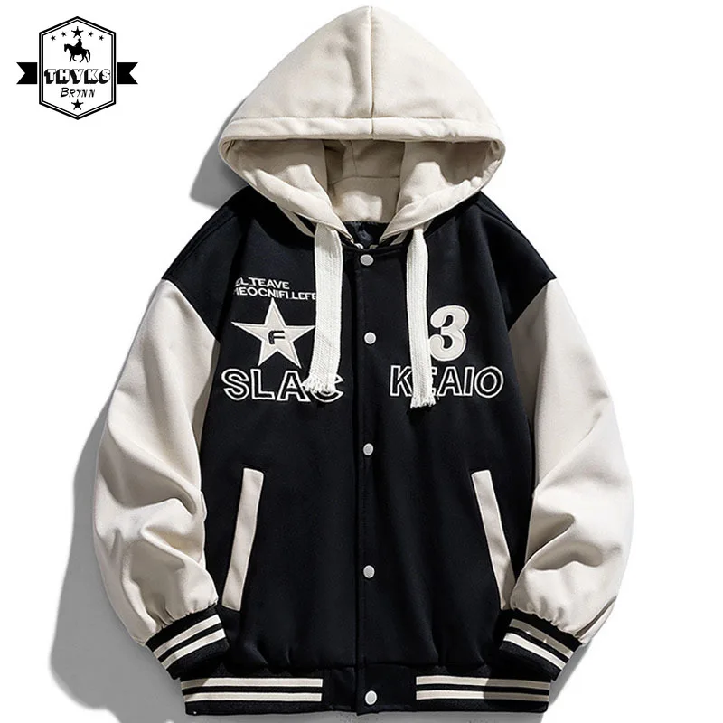 Hooded Bomber Jacket Men Women Embroidery Hip Hop Korean Fashion Loose Autumn Patchwork Coats Men Street Varsity Outwear Unisex
Hooded Bomber Jacket Men Women Embroidery Hip Hop Korean Fashion Loose Autumn Patchwork Coats Men Street Varsity Outwear Unisex