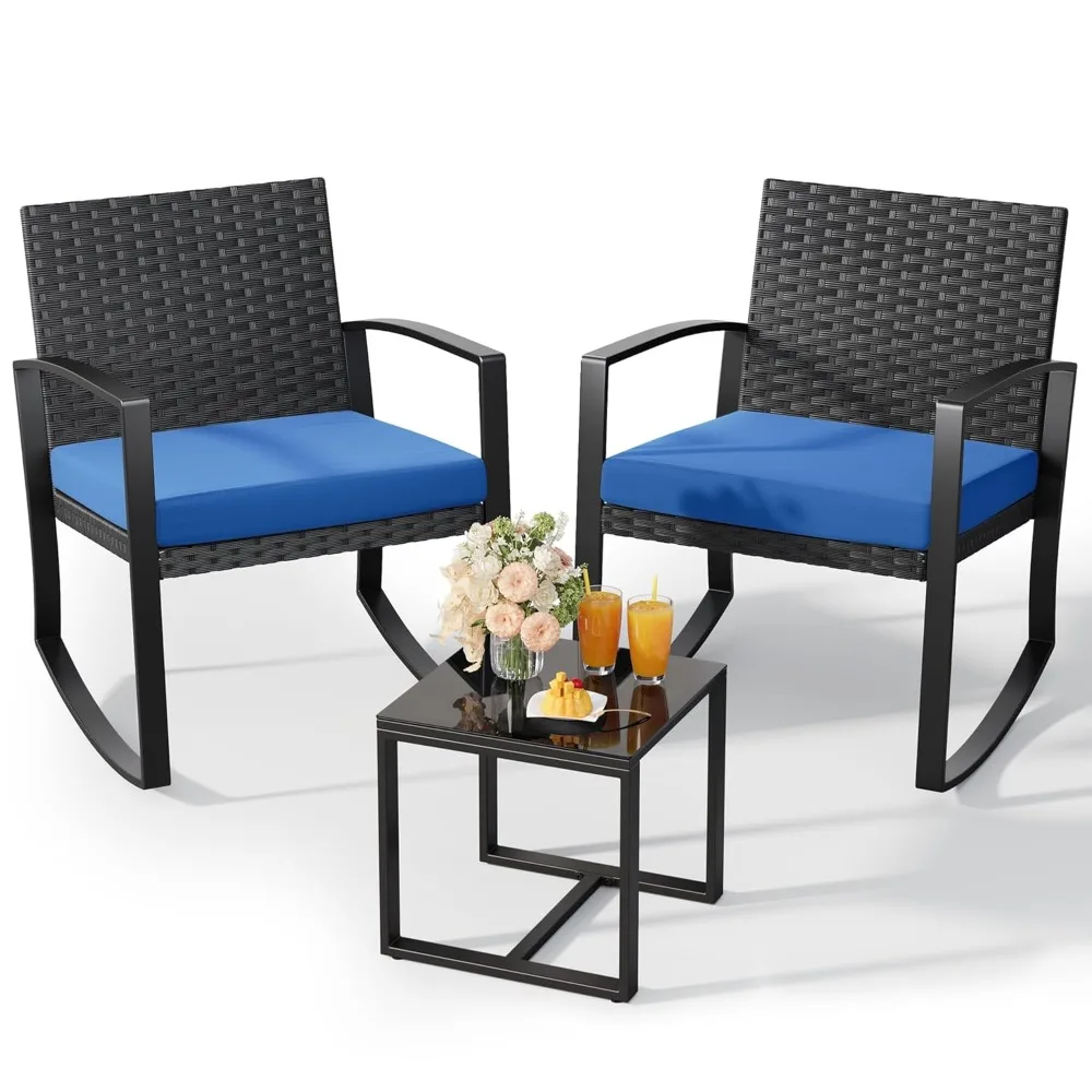 3 Piece Patio Bistro Set Patio Furniture Set Outdoor Wicker Rocking Furniture Conversation Set with Tempered Glass, Customized
3 Piece Patio Bistro Set Patio Furniture Set Outdoor Wicker Rocking Furniture Conversation Set with Tempered Glass, Customized