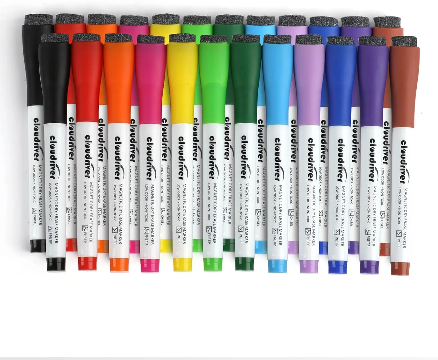 Magnetic Dry Erase Markers 24 Pack with Eraser Cap, 12 Fine & 12 Chisel Tip, 12 Colors Low Odor Whiteboard Markers for Office
Magnetic Dry Erase Markers 24 Pack with Eraser Cap, 12 Fine & 12 Chisel Tip, 12 Colors Low Odor Whiteboard Markers for Office