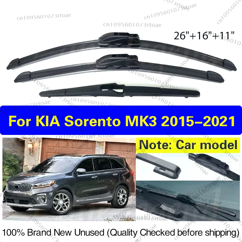 For KIA Sorento MK3 2015 2016 2017 2018 2019 2020 2021 Front Rear Wiper Blades Brushes Cutter Car Accessories J U Hook 26"16"11"
For KIA Sorento MK3 2015 2016 2017 2018 2019 2020 2021 Front Rear Wiper Blades Brushes Cutter Car Accessories J U Hook 26"16"11"