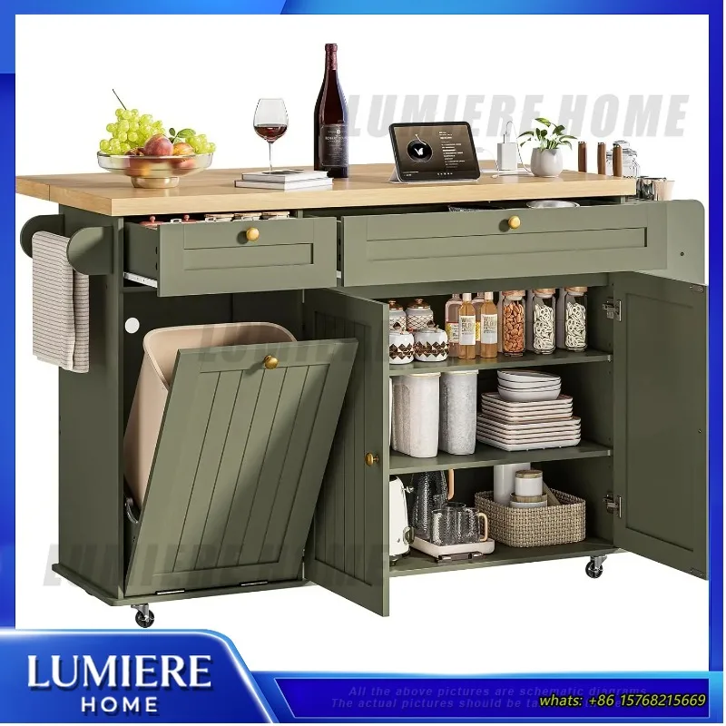 60 Inch Rolling Kitchen Island with Power Outlet Drop Leaf Spice Rack Towel Holder Knife Slot Mobile Prep Station
60 Inch Rolling Kitchen Island with Power Outlet Drop Leaf Spice Rack Towel Holder Knife Slot Mobile Prep Station