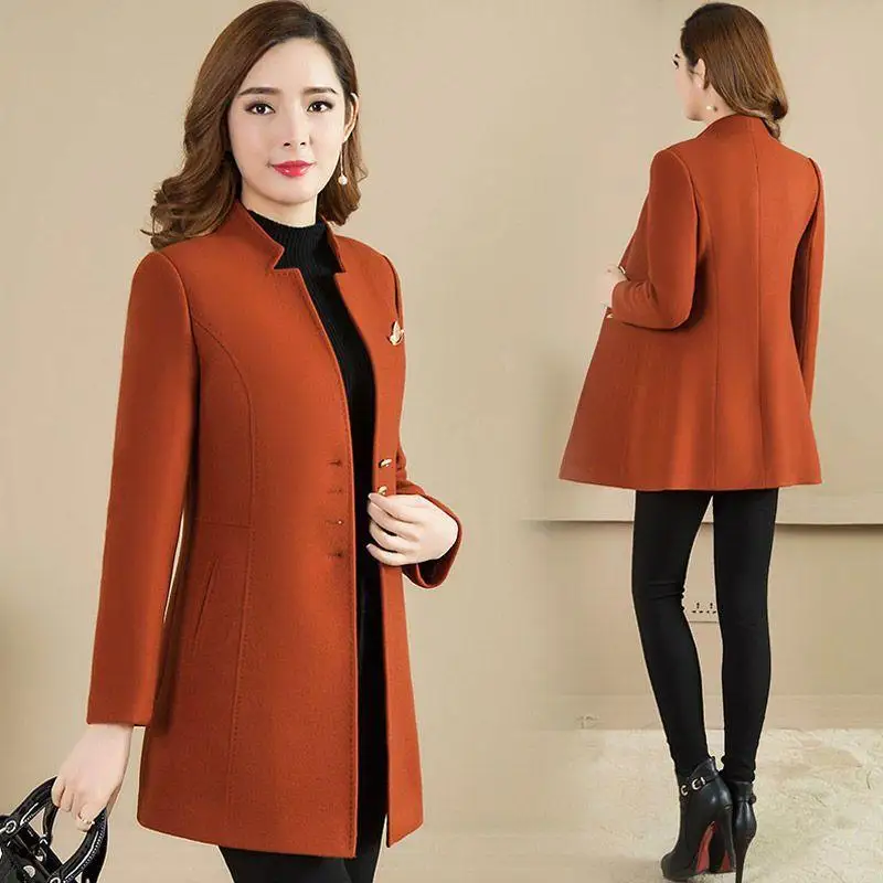 Women's Autumn Winter Woolen Coat Short Style Stand Collar Fitted Outerwear Leather Fabric Long Sleeve Pure Color Fashionable
Women's Autumn Winter Woolen Coat Short Style Stand Collar Fitted Outerwear Leather Fabric Long Sleeve Pure Color Fashionable