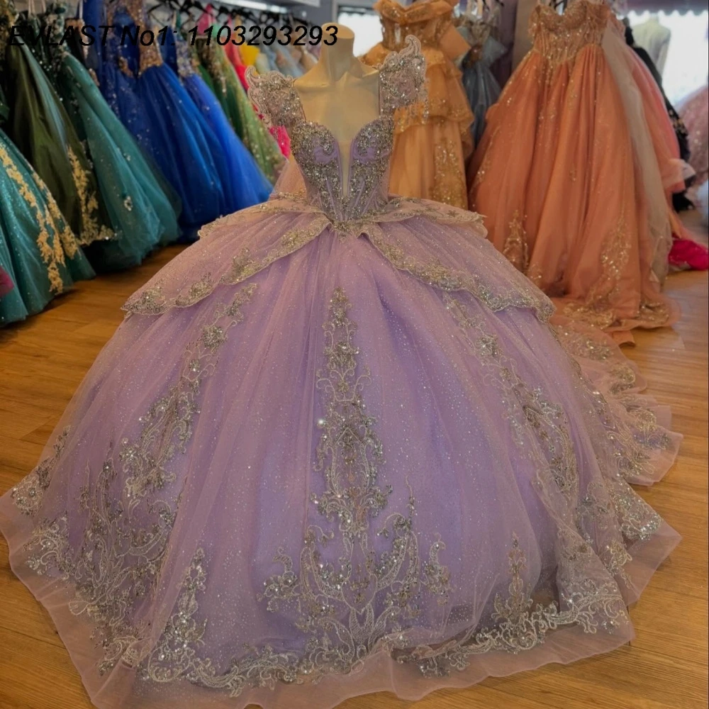 EVLAST Customized Shiny Lilac Quinceanera Dress Ball Gown Silver Lace Applique Beading Tiered Sweet 16 Vestido De 15 Anos E1Q426
EVLAST Customized Shiny Lilac Quinceanera Dress Ball Gown Silver Lace Applique Beading Tiered Sweet 16 Vestido De 15 Anos E1Q426