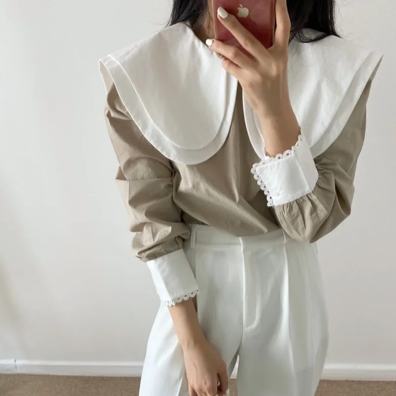 Шикарная весенняя новинка Sle, женская двухслойная кукольная воротник с кружевной отделкой, универсальная внутренняя одежда, корейская повседневная одежда стандартной посадки
Шикарная весенняя новинка Sle, женская двухслойная кукольная воротник с кружевной отделкой, универсальная внутренняя одежда, корейская повседневная одежда стандартной посадки