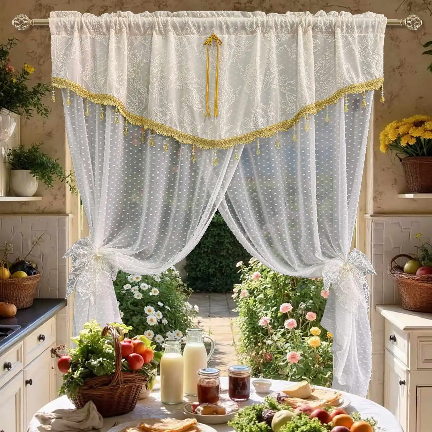 1PC Chinese Three Layered Staggered Curtain for Living Room Sheer Window Drape With Golden Beads Home Decoration Blinds #E
1PC Chinese Three Layered Staggered Curtain for Living Room Sheer Window Drape With Golden Beads Home Decoration Blinds #E