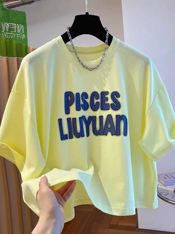plus Size Women's T-Shirt Letter Print Short Sleeve Loose Fit Thin Summer High Waist Short Length Belly Baring Top
plus Size Women's T-Shirt Letter Print Short Sleeve Loose Fit Thin Summer High Waist Short Length Belly Baring Top