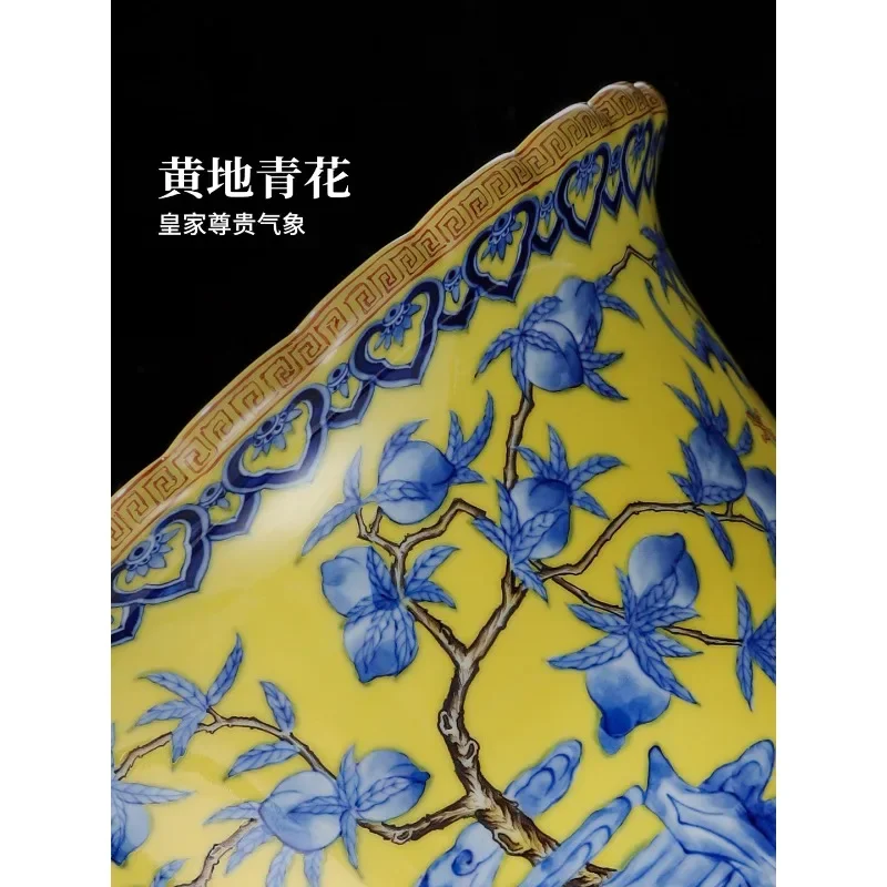 Ceramic yellow background blue and white ornaments, Chinese handmade antique living room collection decoration, high-end gifts
Ceramic yellow background blue and white ornaments, Chinese handmade antique living room collection decoration, high-end gifts