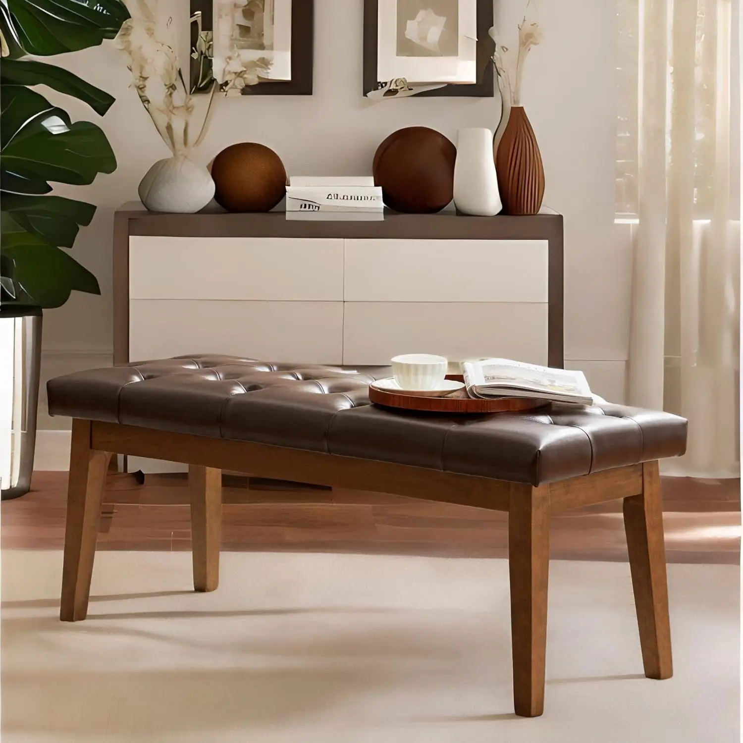 Upholstered PU Button-Tufted Bench Seat Entryway Bedroom Dining Kitchen Living Room 48in Brown Customized
Upholstered PU Button-Tufted Bench Seat Entryway Bedroom Dining Kitchen Living Room 48in Brown Customized