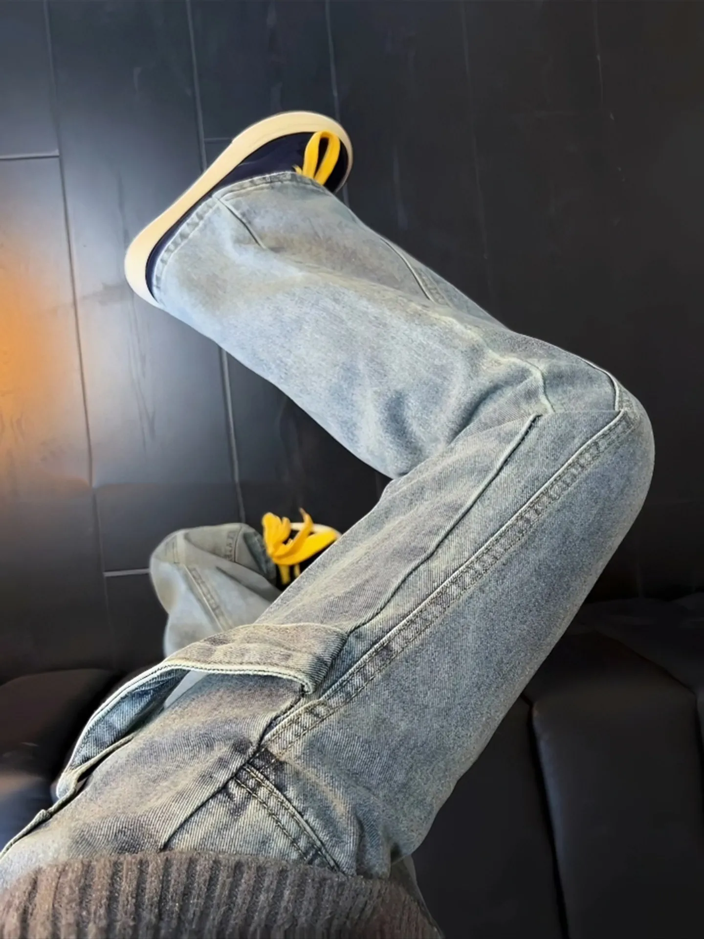 Light Blue Logging Workwear Jeans Men's American Vibe Slant Cut Straight Leggings Leg Lengthening Belted Flared Pants
Light Blue Logging Workwear Jeans Men's American Vibe Slant Cut Straight Leggings Leg Lengthening Belted Flared Pants