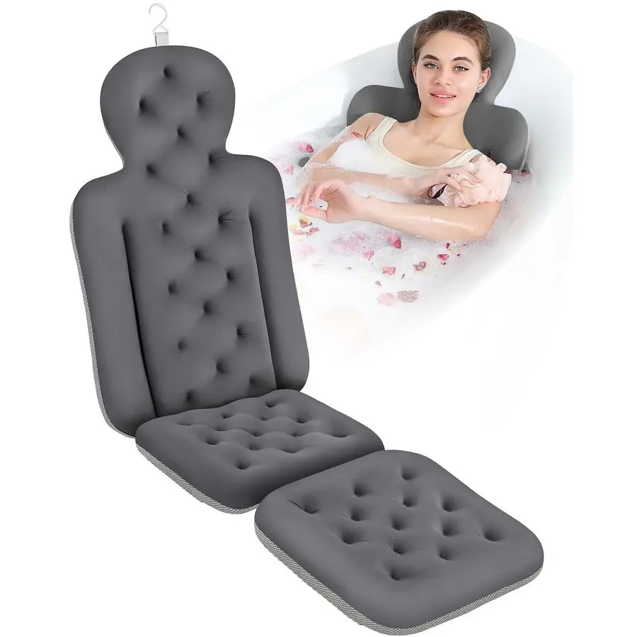 Cushion, Full Body Bathtub Pillow with 160 Suction Cups, Bath Mat for Head and Neck Support, with Laundry Bag Dark Gray, 51 x 16
Cushion, Full Body Bathtub Pillow with 160 Suction Cups, Bath Mat for Head and Neck Support, with Laundry Bag Dark Gray, 51 x 16