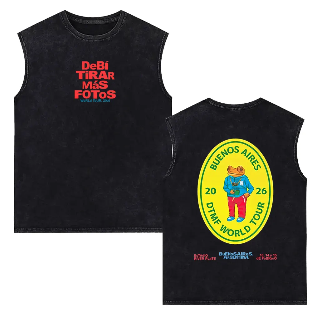 Rapper Bad Bunny Washed Sleeveless Vest Debi Tirar Mas Fotos DTMF World Tour 2026 T-shirt Men Women Fashion Oversized Tank Tops
Rapper Bad Bunny Washed Sleeveless Vest Debi Tirar Mas Fotos DTMF World Tour 2026 T-shirt Men Women Fashion Oversized Tank Tops