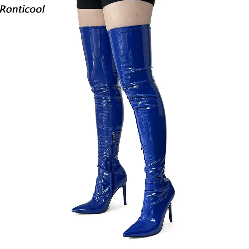 Ronticool Handmade Women Over Knee Stretch Boots Sexy Stiletto Heels Pointed Toe Blue Party Shoes Ladies Plus Us Size 5-15 
Ronticool Handmade Women Over Knee Stretch Boots Sexy Stiletto Heels Pointed Toe Blue Party Shoes Ladies Plus Us Size 5-15