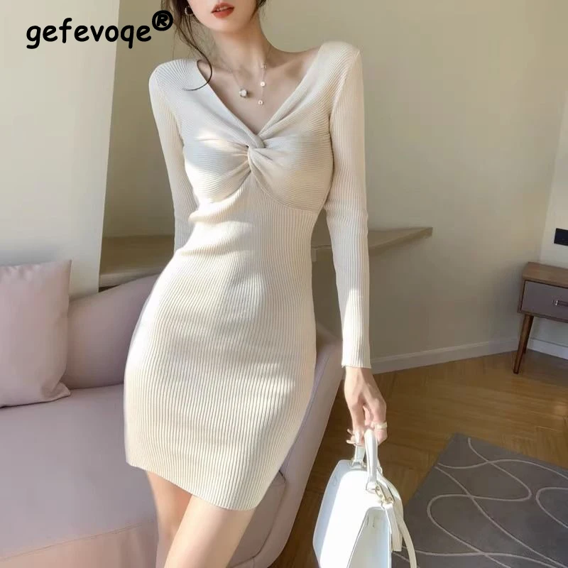 Women Sexy V Neck Bodycon Ribbed Knitted Elegant Party Dresses Spring Autumn Fashion Y2K Solid Long Sleeve Club Basic Mini Dress
Women Sexy V Neck Bodycon Ribbed Knitted Elegant Party Dresses Spring Autumn Fashion Y2K Solid Long Sleeve Club Basic Mini Dress