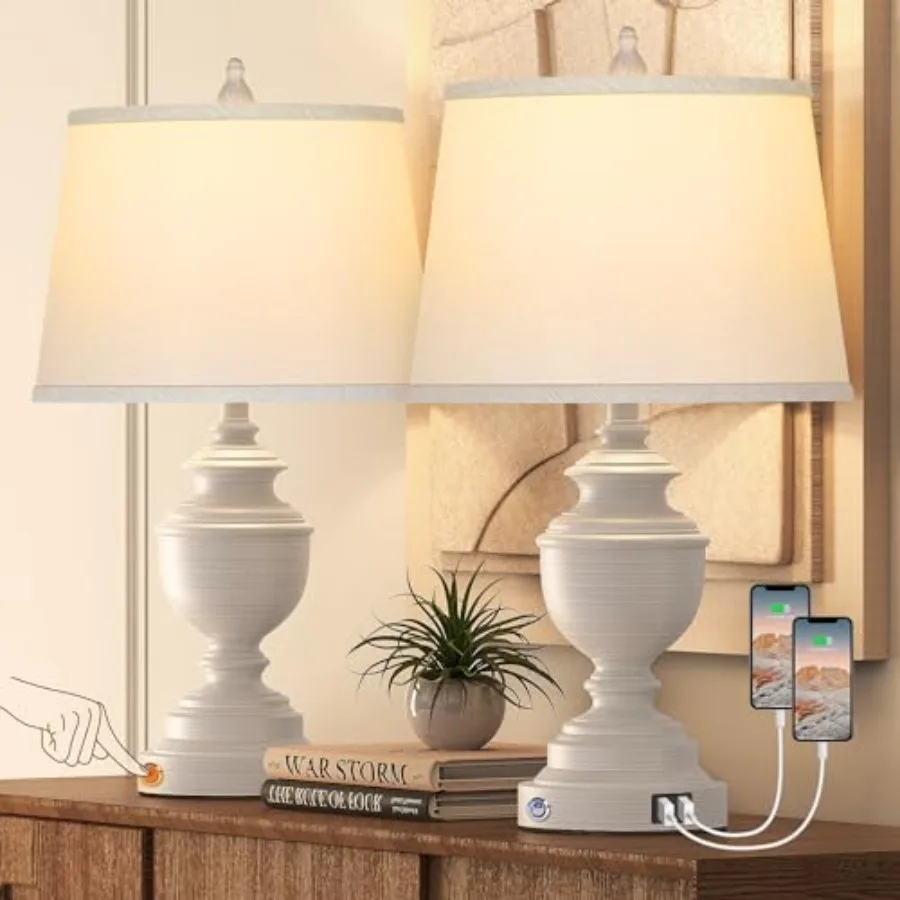Table Lamps Set of 2, Modern Farmhouse Nightstand Lamp with USB Ports, 3-Way Dimmable Touch Control Washed Bedside Lamps with O
Table Lamps Set of 2, Modern Farmhouse Nightstand Lamp with USB Ports, 3-Way Dimmable Touch Control Washed Bedside Lamps with O