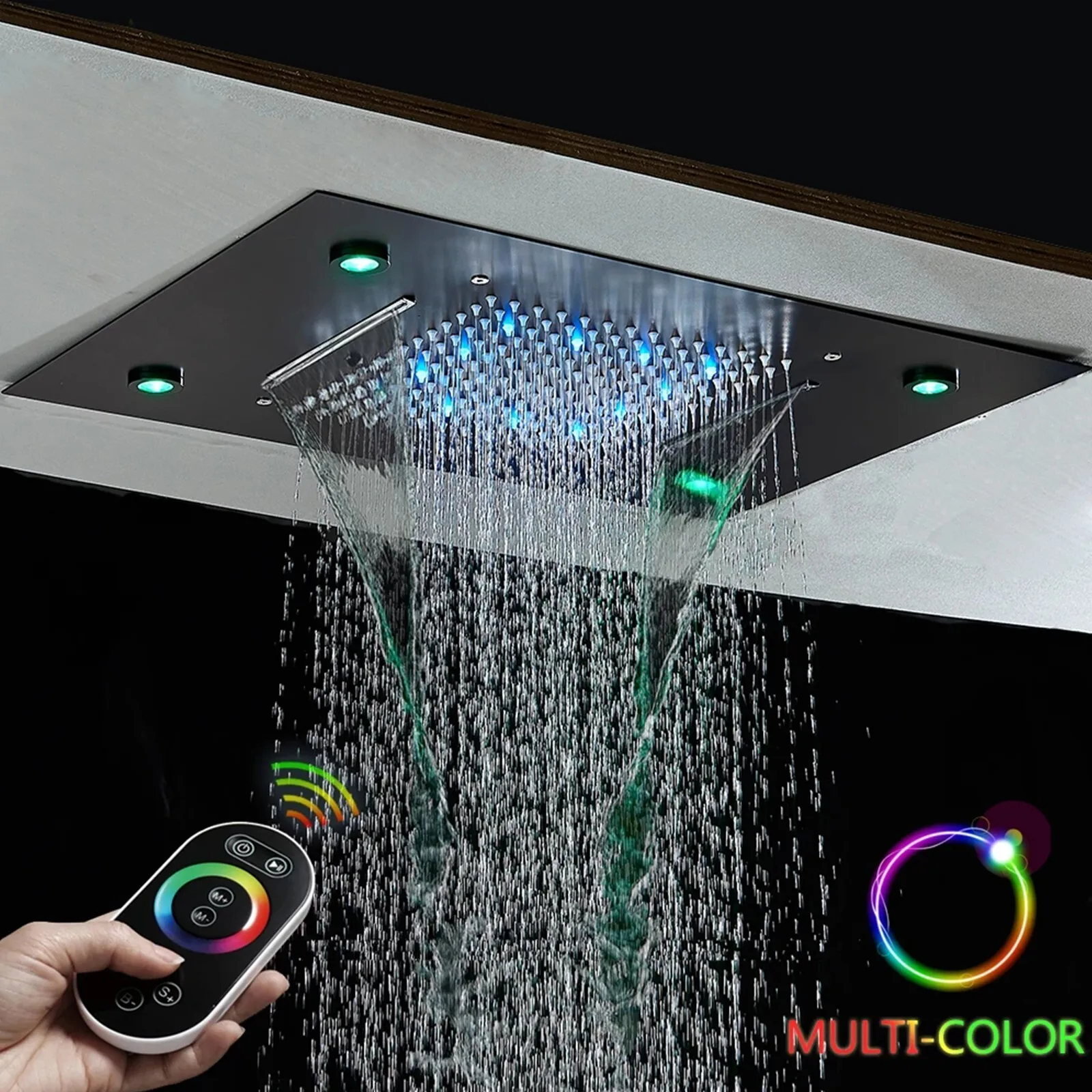 Black Luxury Large Rain Waterfall Shower Head w/Remote Control Ceiling Mount
Black Luxury Large Rain Waterfall Shower Head w/Remote Control Ceiling Mount