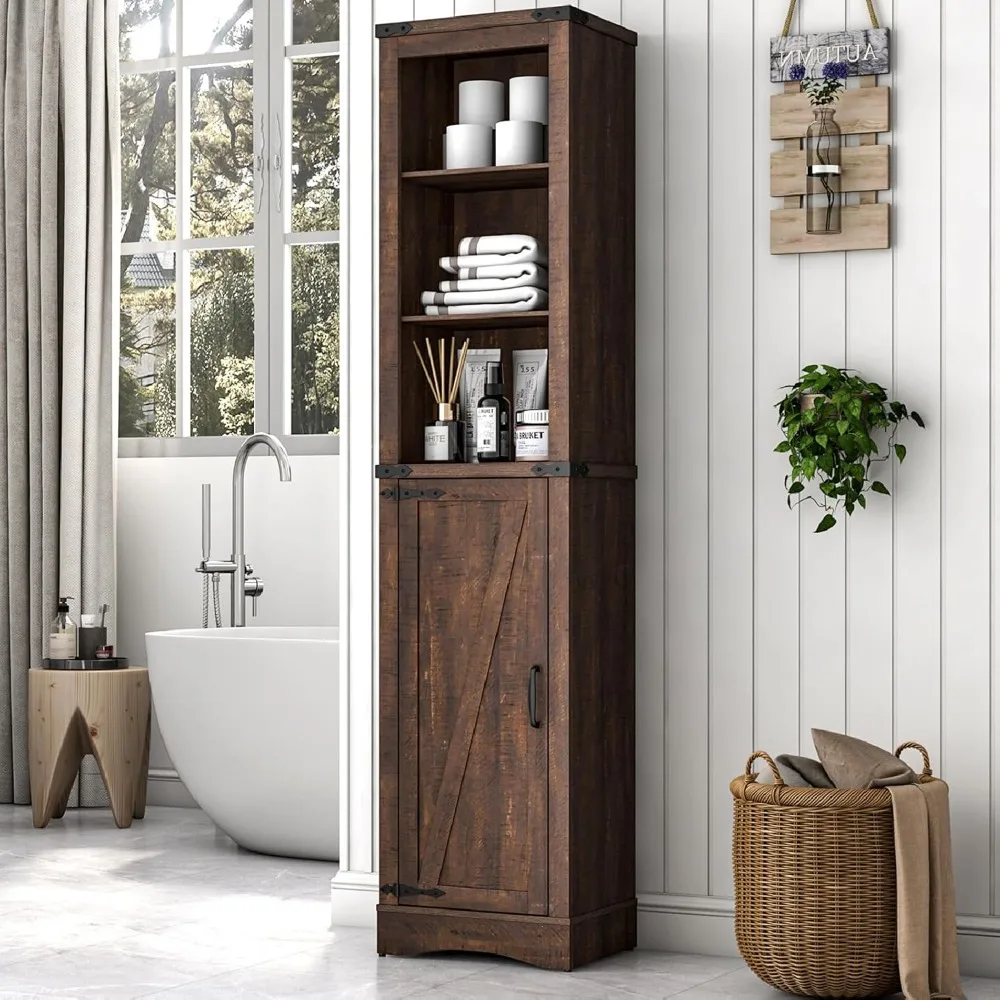 68" Tall Farmhouse Bathroom Storage Cabinet, 5-Shelf Storage Cabinet with Barn Door&Adjustable Shelves
68" Tall Farmhouse Bathroom Storage Cabinet, 5-Shelf Storage Cabinet with Barn Door&Adjustable Shelves