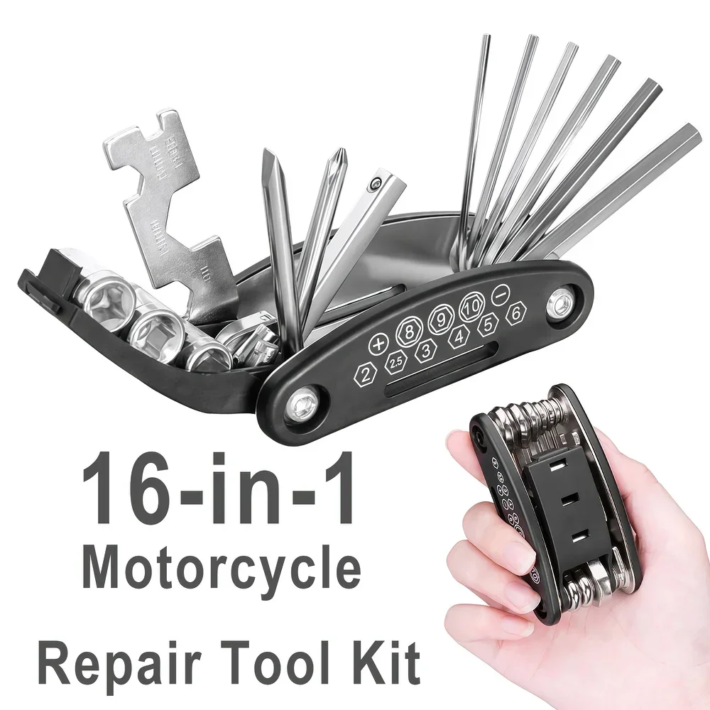 16-in-1 Motorcycle Folding Multi-Tool Kit Portable Repair Tool Hex Torx Screwdriver Wrench for Riding Maintenance ATV Dirt Bike
16-in-1 Motorcycle Folding Multi-Tool Kit Portable Repair Tool Hex Torx Screwdriver Wrench for Riding Maintenance ATV Dirt Bike