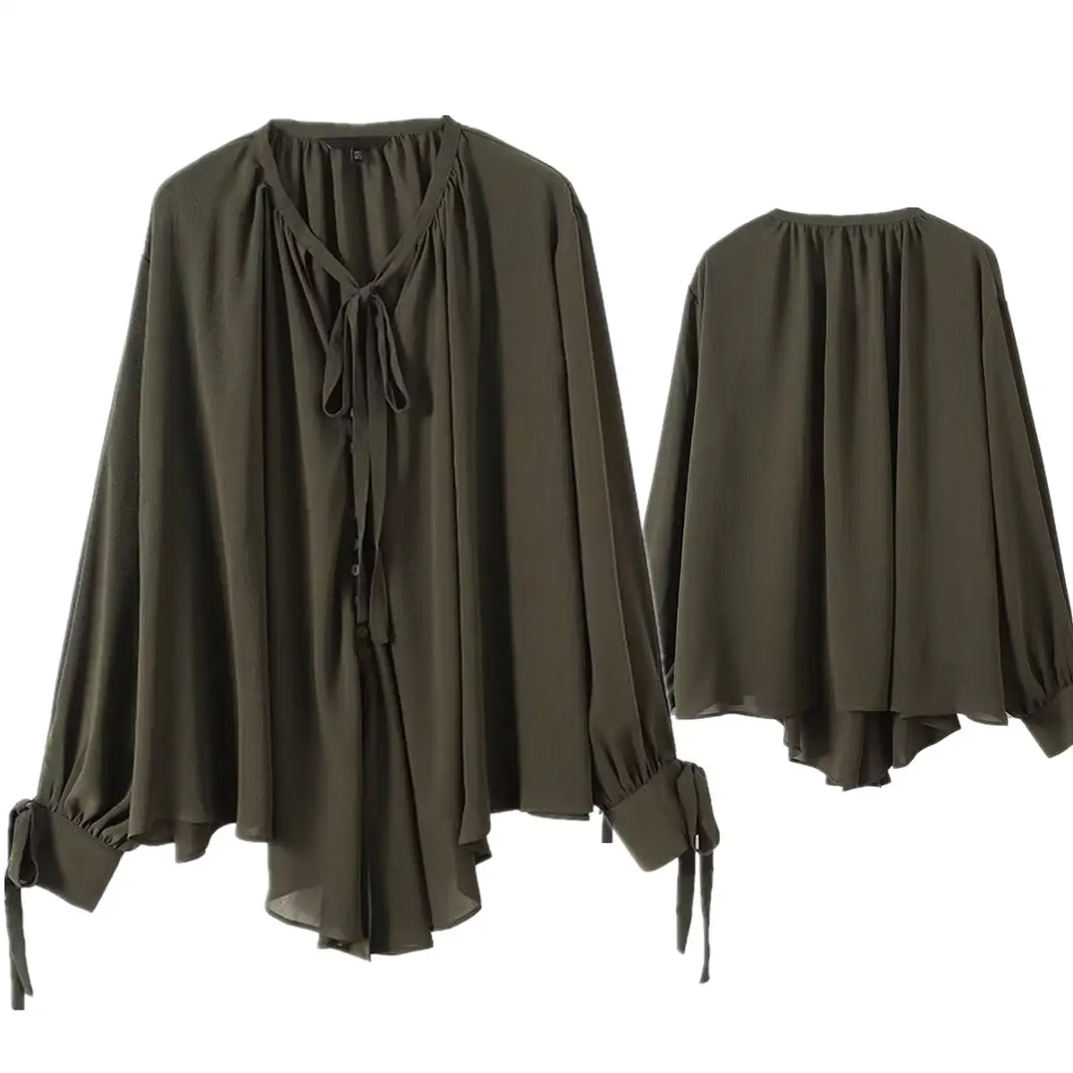 Withered French Elegant Autumn Long-sleeved Chiffon Shirt Nordic Minimalist Green Fashion Bow Shirt Pullover Blouse Women Top
Withered French Elegant Autumn Long-sleeved Chiffon Shirt Nordic Minimalist Green Fashion Bow Shirt Pullover Blouse Women Top