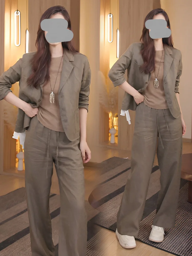 Tea System Style Small Suit Korean Windbreaker Jacket Wide Leg Pants Two Piece Set Fashionable Casual Wear for Women
Tea System Style Small Suit Korean Windbreaker Jacket Wide Leg Pants Two Piece Set Fashionable Casual Wear for Women