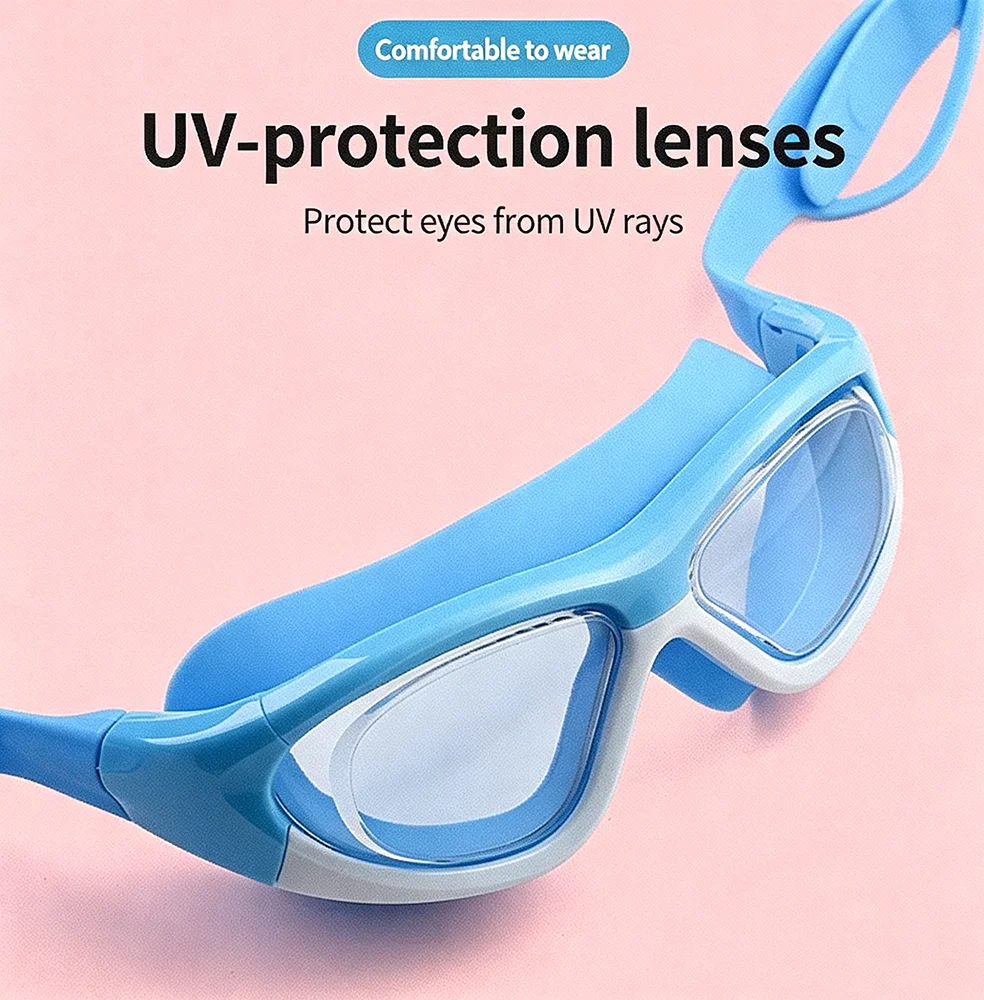 Blue Pink Optional Kids Wide Frame Swim Goggles, Anti-Fog UV Clear Lens Waterproof No-Leak Soft Silicone Swimming Glasses with Integrated Connected Ear Plugs, Quick Adjust Strap for Boys Girls Pool Training
Blue Pink Optional Kids Wide Frame Swim Goggles, Anti-Fog UV Clear Lens Waterproof No-Leak Soft Silicone Swimming Glasses with Integrated Connected Ear Plugs, Quick Adjust Strap for Boys Girls Pool Training