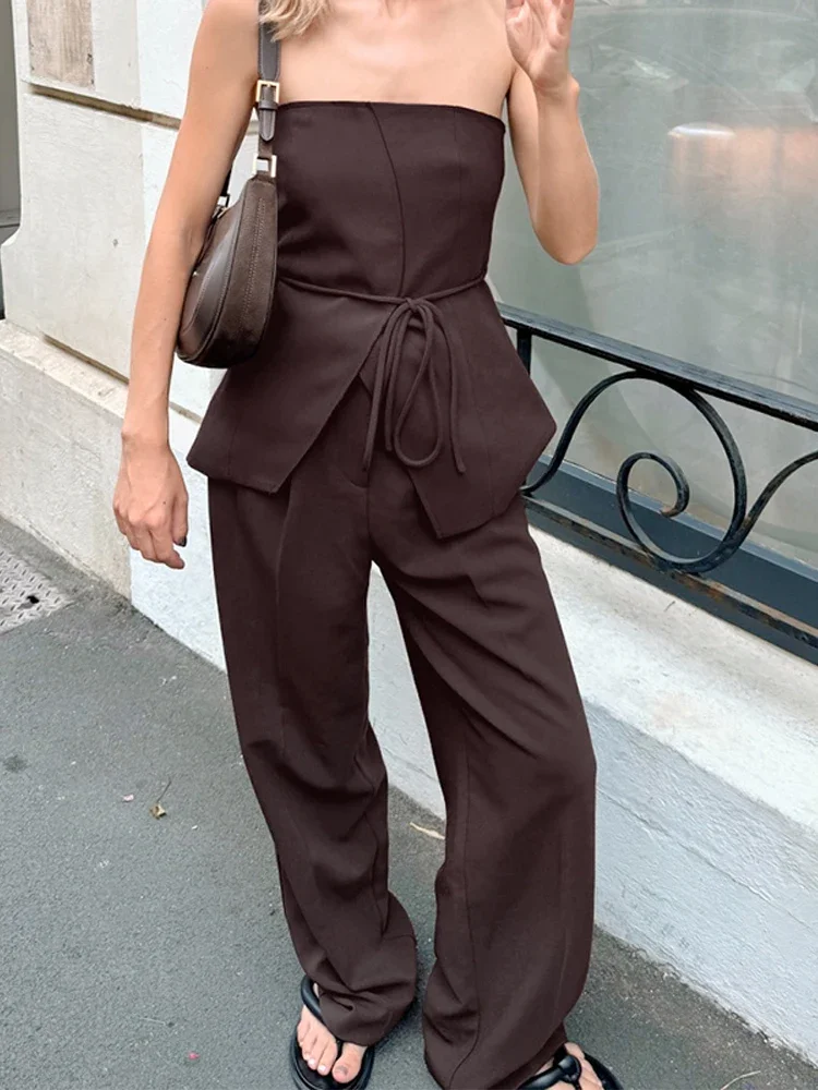 2025 Fashion Women's Suit Sexy Backless Sleeveless Top Wide Legs Pants Suit Women's Clothing Lady Outfits Stage Show
2025 Fashion Women's Suit Sexy Backless Sleeveless Top Wide Legs Pants Suit Women's Clothing Lady Outfits Stage Show