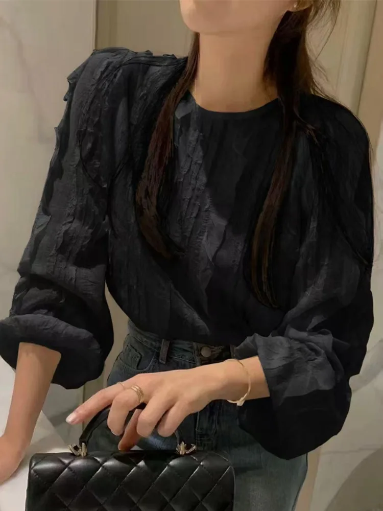 Elegant Long Sleeve Women's Shirt Summer New Style Gentle Atmosphere Loose Top Design Sense 3D Wood Ear Female Shirt
Elegant Long Sleeve Women's Shirt Summer New Style Gentle Atmosphere Loose Top Design Sense 3D Wood Ear Female Shirt