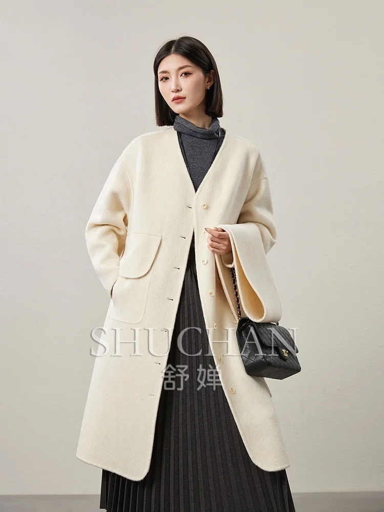 Good Quality, Luxury and Old Money Style, Wool Double-sided, with Scarf V-neck Single-breasted Woolen Coat Jackets for Women
Good Quality, Luxury and Old Money Style, Wool Double-sided, with Scarf V-neck Single-breasted Woolen Coat Jackets for Women