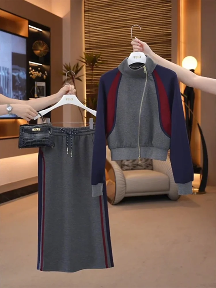 Sli Color Blo Sweatirt Skirt Set Beautiful Faionable Spring 2025 Women's Clothing Zipper Long Sve Stand Collar
Sli Color Blo Sweatirt Skirt Set Beautiful Faionable Spring 2025 Women's Clothing Zipper Long Sve Stand Collar