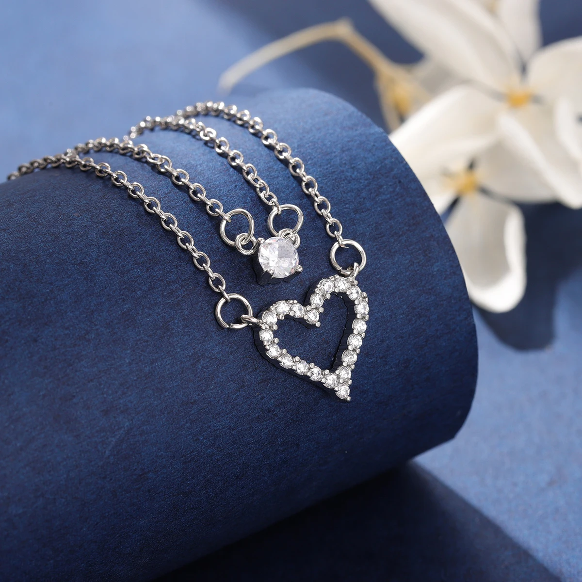 New Fashion Double Layer Love-shaped 925 Sterling Silver Personality Crystal Necklaces XL131
New Fashion Double Layer Love-shaped 925 Sterling Silver Personality Crystal Necklaces XL131