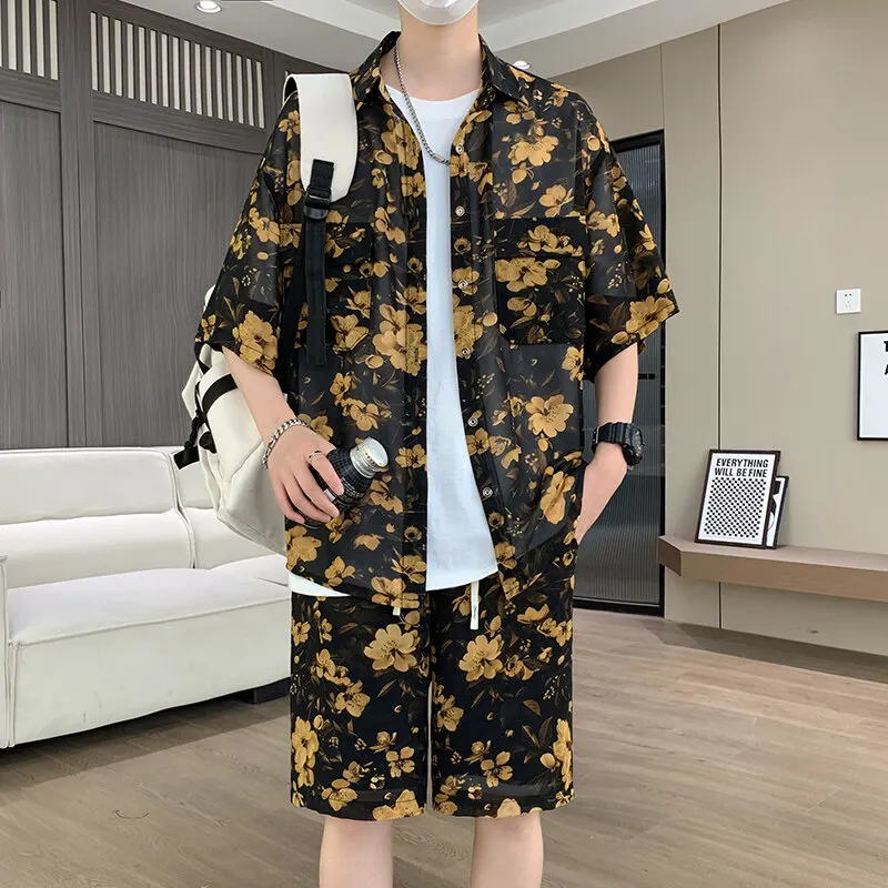 Summer Men's Set Casual Short Sleeve Print Shirt Shorts 2 Piece sets Loose Fashion High Quality Sweatshirt Suit
Summer Men's Set Casual Short Sleeve Print Shirt Shorts 2 Piece sets Loose Fashion High Quality Sweatshirt Suit