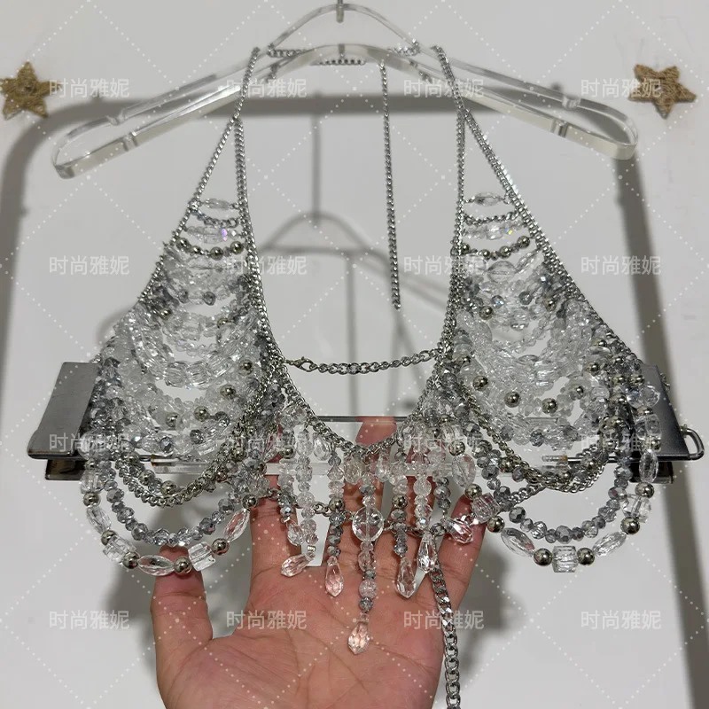 Sexy Handmade Hollowed Out Iron Chain Bars Beaded Suspenders Blouse Hanging Neck Backless Chest Decoration Shawl Body Chain
Sexy Handmade Hollowed Out Iron Chain Bars Beaded Suspenders Blouse Hanging Neck Backless Chest Decoration Shawl Body Chain