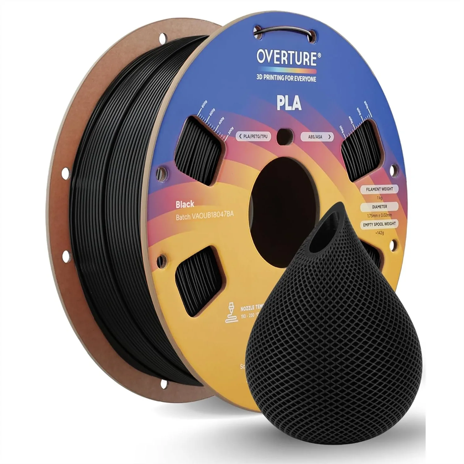 PLA Filament 1.75mm Neatly Wound 3D Printer Filament 1kg Spool 2.2lbs Dimensional Accuracy +/- 0.02mm Fit Most FDM 3D Printers Black 1-Pack
PLA Filament 1.75mm Neatly Wound 3D Printer Filament 1kg Spool 2.2lbs Dimensional Accuracy +/- 0.02mm Fit Most FDM 3D Printers Black 1-Pack