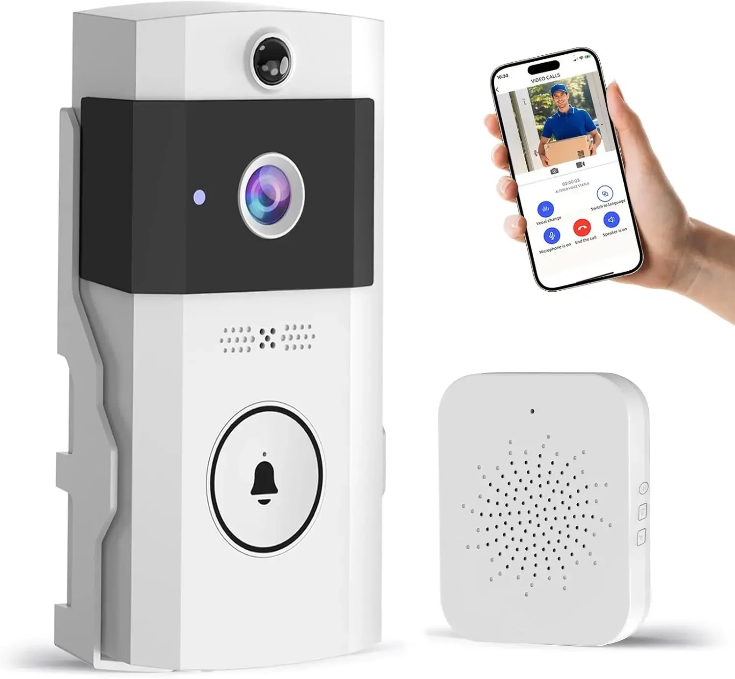 HD Wireless Video Doorbell Solar Powered Weatherproof Cover Smart Door Bell Voice Changer Two Way Audio Security Camera
HD Wireless Video Doorbell Solar Powered Weatherproof Cover Smart Door Bell Voice Changer Two Way Audio Security Camera